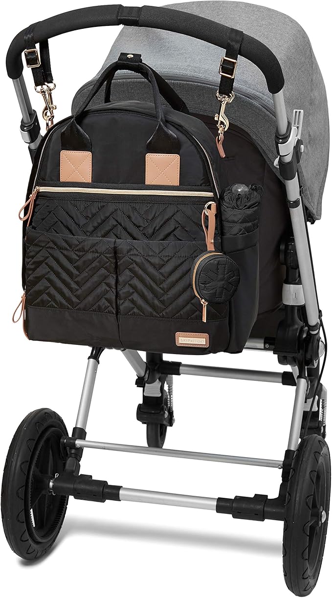 Skip Hop Diaper Bag Backpack: Suite 6-in-1 Diaper Backpack Set, Multi-Function Baby Travel Bag with Changing Pad, Stroller Straps, Bottle Bag and Pacifier Pocket, Black