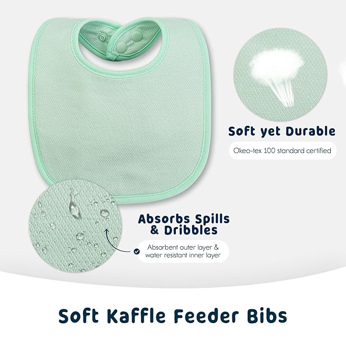 Tiny Twinkle 8 Pack Baby Food Bibs for Eating - Waterproof & Absorbent 6-12 Months Infant Bibs, OEKO-TEX Certified Drooling Bibs for Baby Led Weaning(Boy Pastel New 8-Pack)