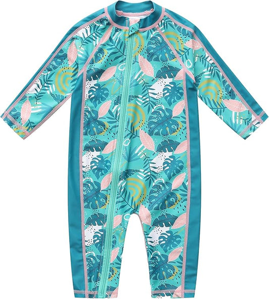 Baby Swimsuit UPF 50+ Sun Protection One Piece Zipper Beach Swimwear for Little Boys Girls Toddler