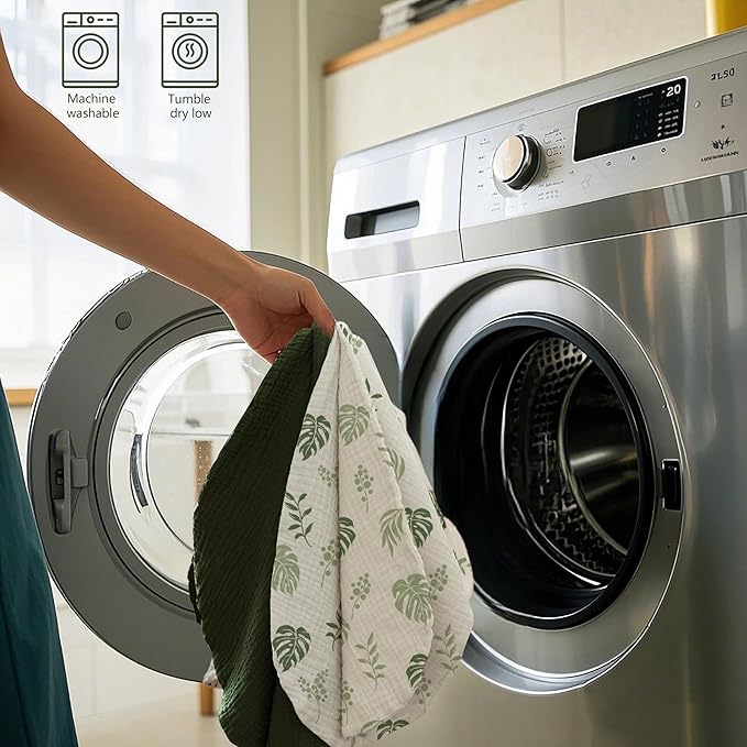 Muslin Nursing Pillow Covers, 2 Pack, Soft & Adorable Slipcovers with Zipper Closure, 100% Cotton Covers for Breastfeeding Pillows (Leaf, Green)