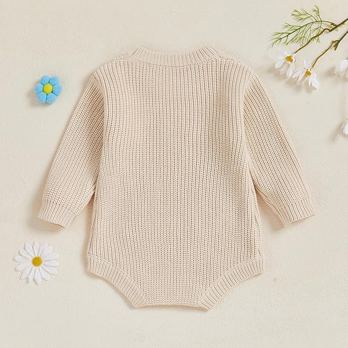 FYBITBO Baby Girl Boy Sweater Knit Oversized Pullover Sweatshirt Romper Onesie Warm Fall Winter Clothes Outfit Newborn