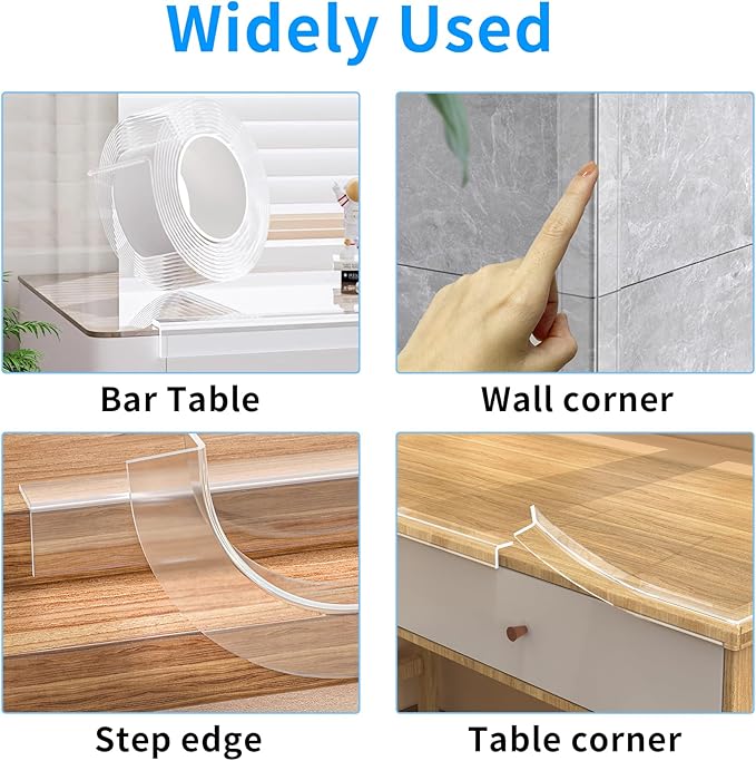 Edge Corner Protector Baby Proofing,Soft Clear Furniture Table Corner Guard & Edge Safety Cabinet Door Bumper,Crib Bumpers,Wall Protector,6.6ft(Width 0.8 in,Thickness 0.08 in)