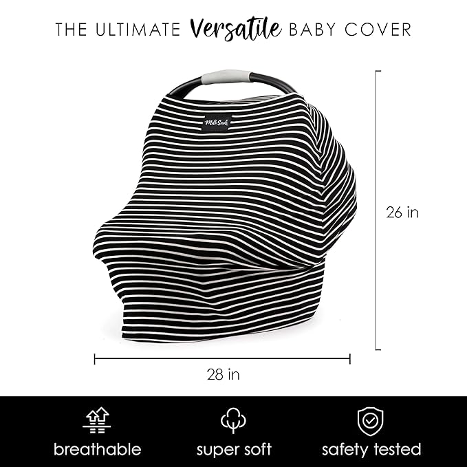 Milk Snob Original 5-in-1 Cover - Nursing Cover for Breastfeeding - Baby Car Seat Cover, Carseat Canopy & Stroller - Essential All-in-One Cover - Gift for Mom, Baby (Modern Stripe)