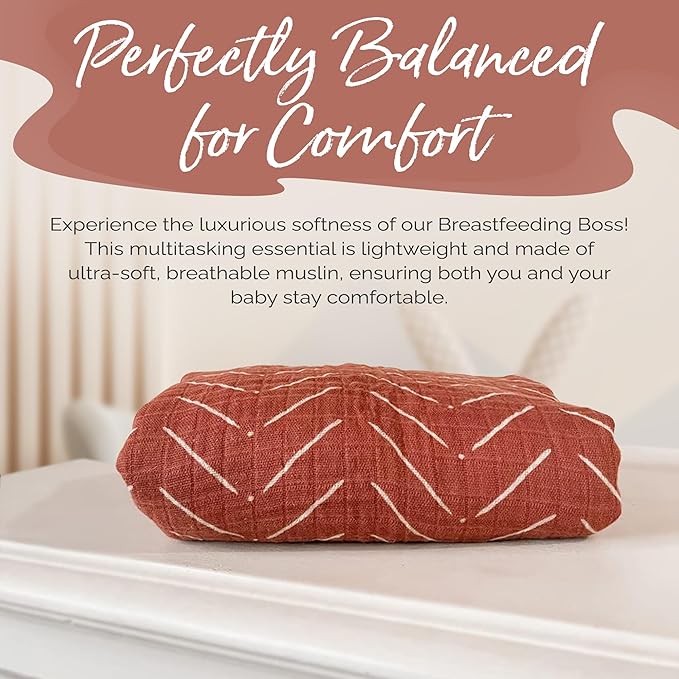 Itzy Ritzy Breastfeeding Boss Multi-Use Cover – A Nursing Cover, Swaddle, Car Seat, Tummy Time Mat & Burp Cloth All in One – Made of Soft Muslin Fabric & Measures 47” x 47” (Mudcloth)