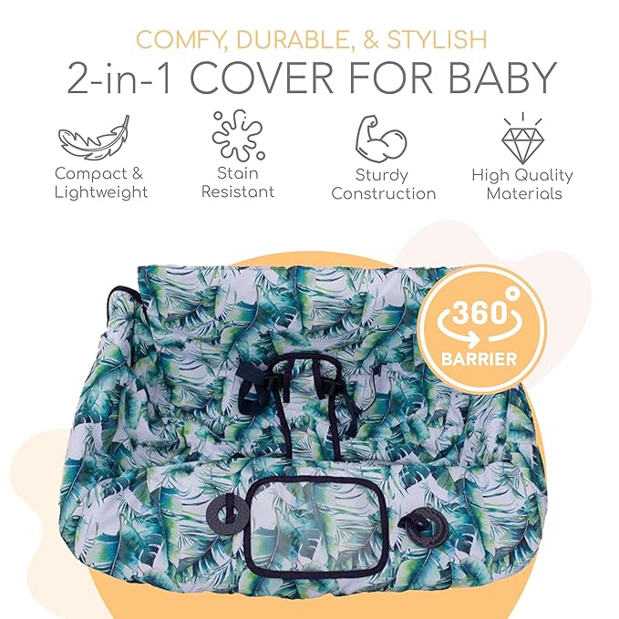 2-in-1 Cushy Cart Cover and High Chair Cover | Universal Fit | Includes Storage Pouch (Tropical Days)