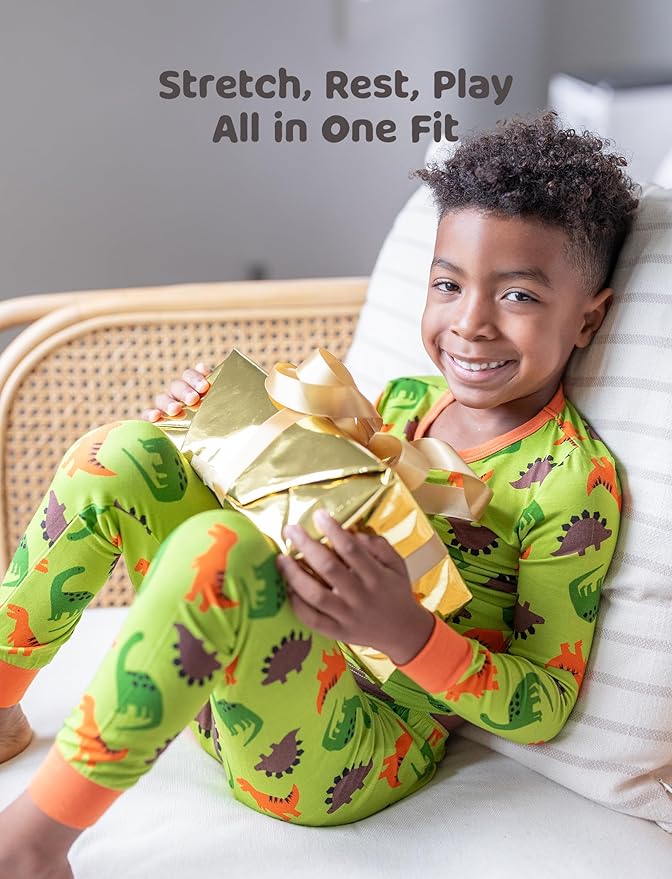 PATPAT Bamboo Viscose Pajama Sets for Toddler Boys & Girls Baby Kids, Ultra-soft Snug fit Pjs Sleepers for Birthday Holiday