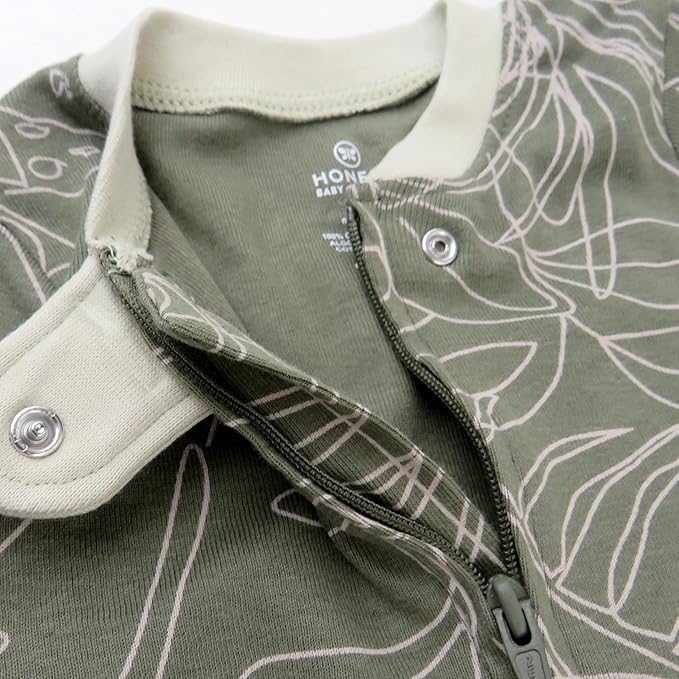 HonestBaby Baby Sleep N' Play One-Piece Zip-Front Footed Organic Cotton Pajama Sleeper