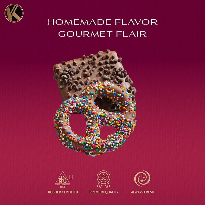 KREMERY Creamy Chocolate Cravings - Chocolate Covered Pretzel Twists & Grahams Cookies Gift Basket, in Brown Gift Box (12 Count, Assorted Sweet Toppings) Food Assortments USA Made