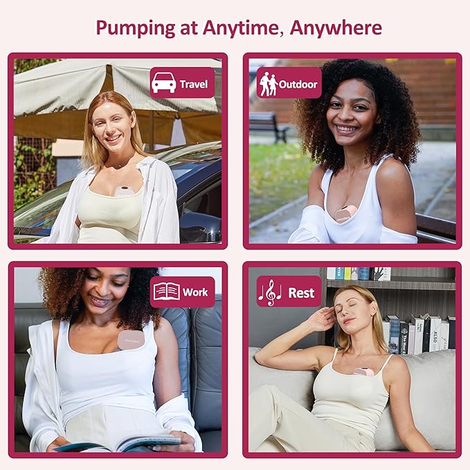 M5 Electric Breast Pump,4 Mode & 12 Levels,LED Display, Wearable Hands-Free Breast Pump,Portable Breast Pump (Pink M5 2PCS)