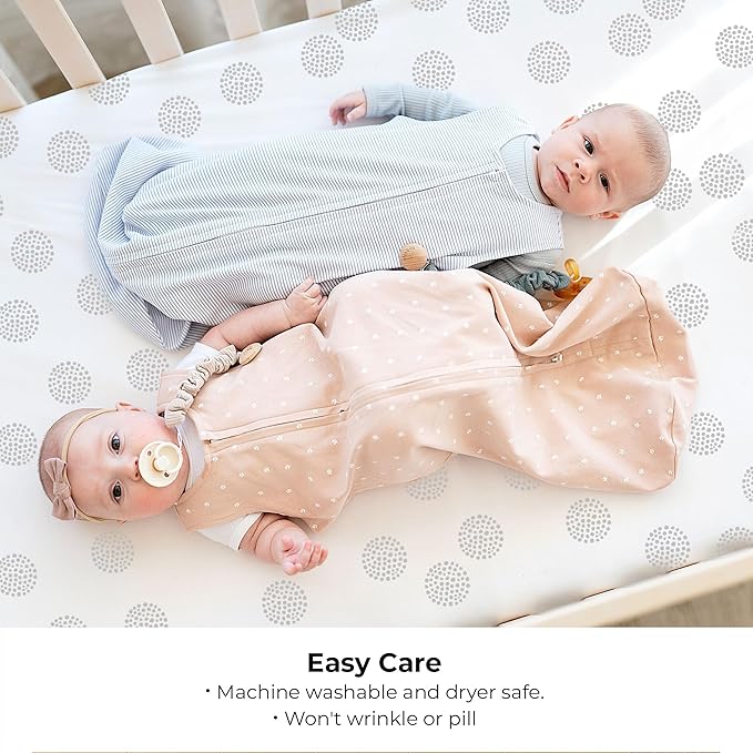 Ely's & Co. Pack N Play,Playard,Portable Crib Sheet 2-Pack Combed Jersey Cotton for Baby Boy or Baby Girl (Grey Dottie)