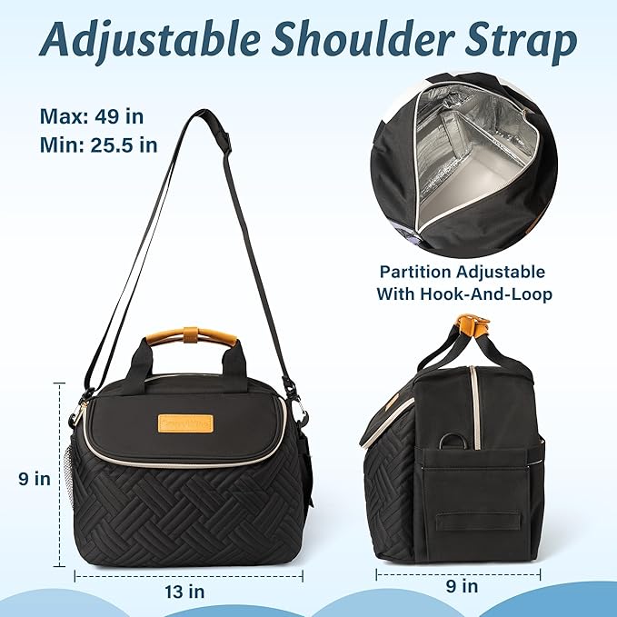 Wearable Breast Pump Bag with Cooler Portable Breast Pumping Travel Bags for Work Mom Breastmilk Cooler Carrying Case for 6 Bottles with Adjustable Shoulder Strap Dividers Changing Mat