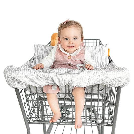 2-in-1 Cushy High Chair Cover and Shopping Cart Cover for Baby, Comfortable Cover for Grocery Cart, Universal Fit Cart Cover for Babies, Includes Storage Pouch - Little Arrows