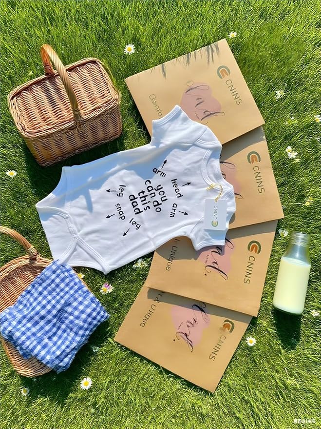 Cnins Funny Baby Bodysuit & Daddy Matching Cotton Outfit for Wild One 1st Birthday, Unisex Newborn Infant Clothes 0-24M