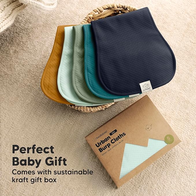 KeaBabies 5-Pack Organic Burp Cloths Baby Girl, Boy - Extra Large, Absorbent Baby Burp Cloths, Soft Burping Cloths for Babies, Newborn Burp Clothes, Cotton Burp Rags, Thick Burp Cloth (Eclipse/Quin)