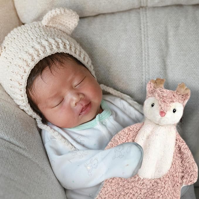 MON AMI Noelle Reindeer Plush Lovey for Babies – 15”, Security Blanket for Newborns, Baby Snuggle Toy