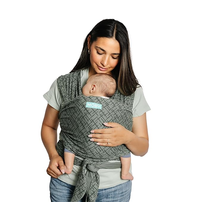 Moby Baby Wrap Carrier Classic for Newborns to Toddlers (8-33lbs), Infant Sling Carrier, Lightweight & Hands Free Design, Adjustable for All Body Types (Olive Etch)