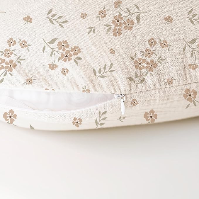 Konssy Muslin Nursing Pillow Covers, 100% Cotton Soft & Adorable Covers for Breastfeeding Pillows, Slipcovers for Newborn Baby Boys & Girls