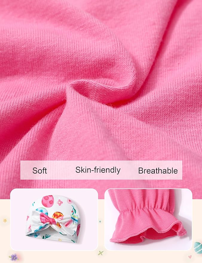 AGAPENG Newborn Girl Clothes Ruffle Letter Print Romper Infant Bell Bottom Jumpsuit Boho Baby Girl Clothes with Headband Hat