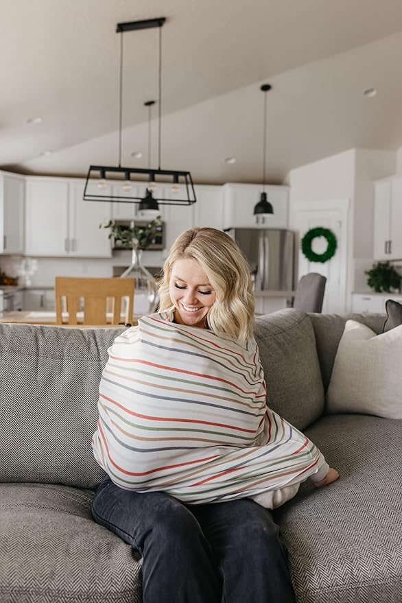 Baby Car Seat Cover Canopy and Nursing Cover Multi-Use Stretchy 5 in 1 Gift Linus by Copper Pearl