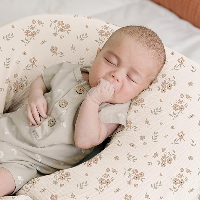 Konssy Muslin Nursing Pillow Covers, 100% Cotton Soft & Adorable Covers for Breastfeeding Pillows, Slipcovers for Newborn Baby Boys & Girls