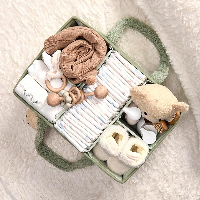 PeraBella Diaper Caddy Organizer for Changing Table, Storage Basket for Wipes, Gift for Baby Shower, Car Organizer, Nursery Organizer, Portable Storage