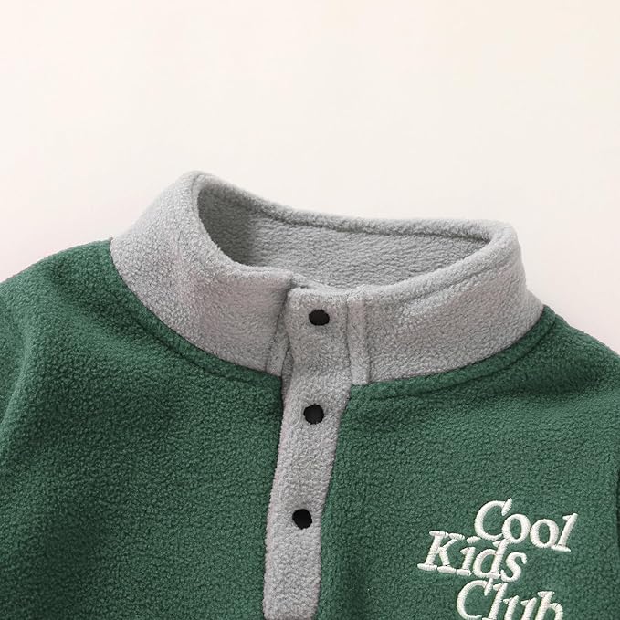 YOUNGER TREE Toddler Boy Girl Clothes Fleece Fall Winter Outfit Baby Long Sleeve Button Sweatshirt and Pants Sweatsuits Set