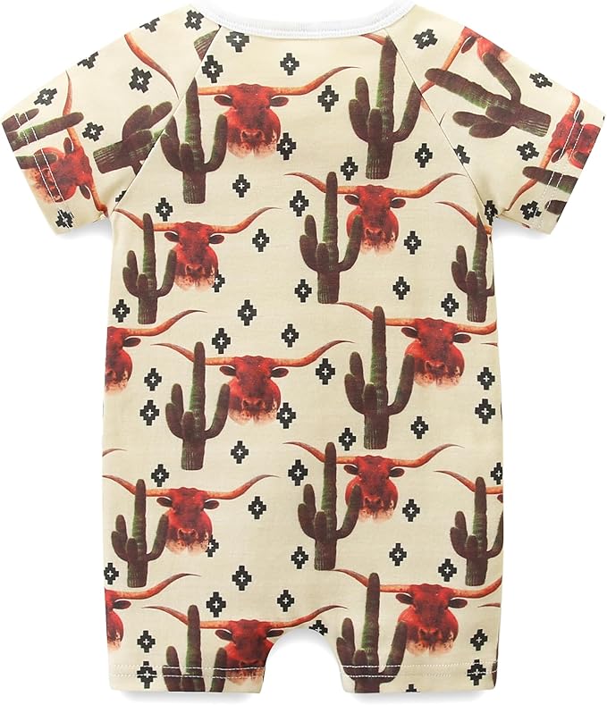 Baby Boy Girl Romper Short Sleeve 100% Cotton Bodysuit Outfits 2 Way Zipper Jumpsuit