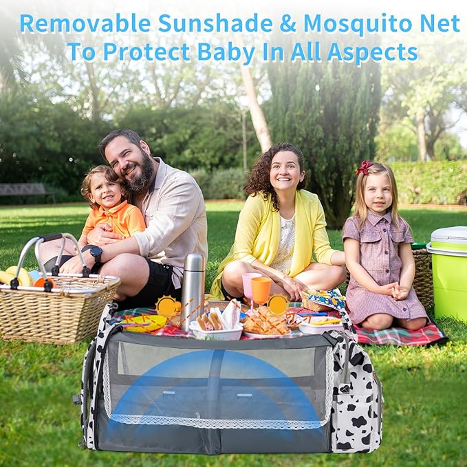 KABAQOO Diaper Bag Backpack with Detachable Changing Station, Large Capacity Baby Diaper Bags for Boys & Girls, Baby Registry Search Stuff & Shower Gifts, Newborn Essentials Must Haves, Cow