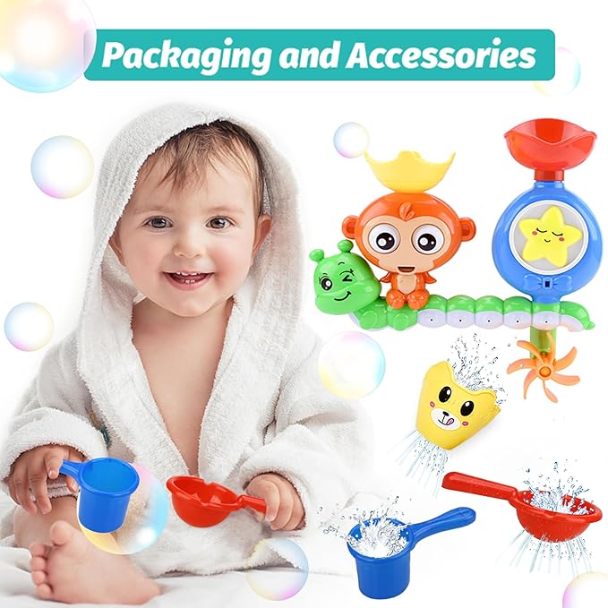 Bath Toys for Kids Ages 1-3 Toddler Bath Toys for Babies 1 2 3 Year Old Boys Girls Water Bathing Tub Toy for 12 18 Months Infant with Cups