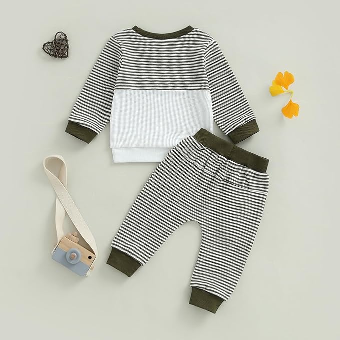 CIYCUIT Toddler Baby Boy Outfits Striped Sweatshirt Pants Clothes Set