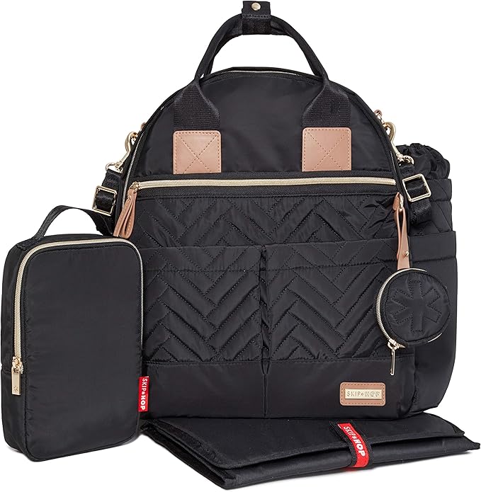 Skip Hop Diaper Bag Backpack: Suite 6-in-1 Diaper Backpack Set, Multi-Function Baby Travel Bag with Changing Pad, Stroller Straps, Bottle Bag and Pacifier Pocket, Black