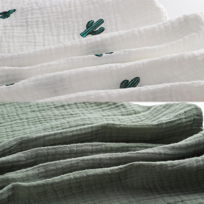 Onacosht Muslin Nursing Pillow Cover 2 Pack 100% Cotton Ultra Soft Breastfeeding Pillow Covers for Baby Boy and Girl, Cactus and Green