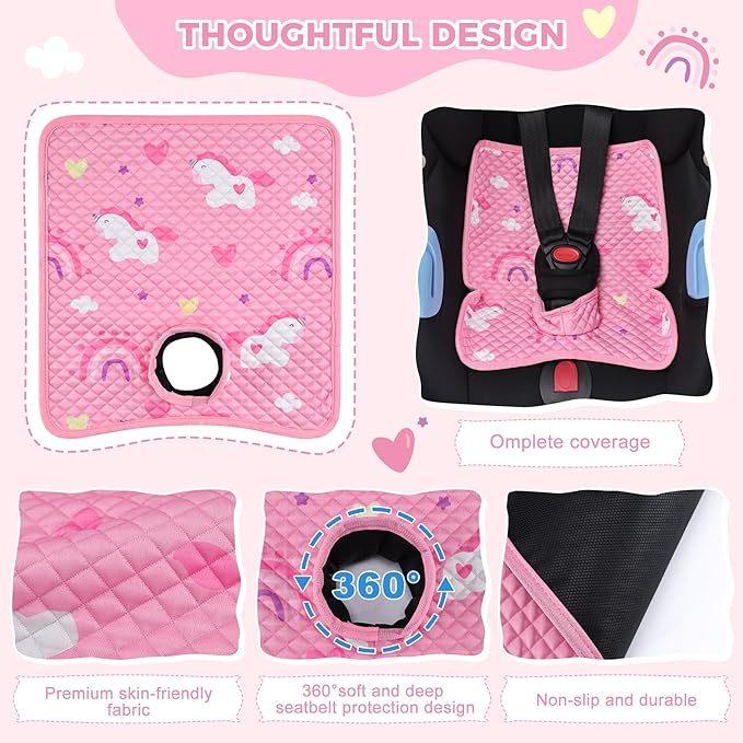 Car Seat Protector for Potty Training, 2 Pack Waterproof CarSeat Liner Toilet Training for Baby Infant Toddler, Dry Seat Piddle Pads Cover for Strollers (Pink)