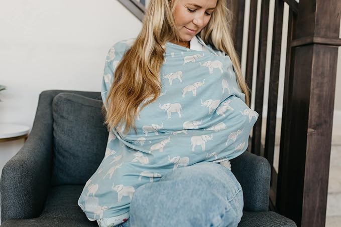 Copper Pearl Multi-Use Cover: Car Seat Covers, Nursing Cover, and Stroller Cover for Sun - Stretchy Fabric, All-Season Use, Stylish Designs, Easy Access for Moms - Peanut