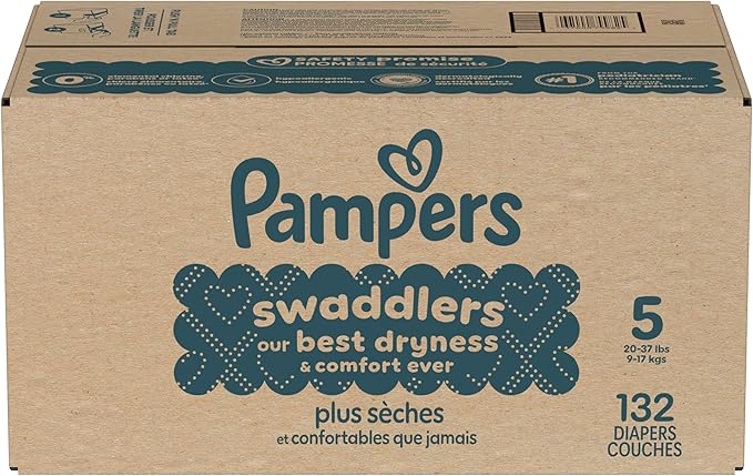 Pampers Baby Diapers - Swaddlers - Size 5, 132 Count, Ultra Absorbent Disposable Infant Diaper
