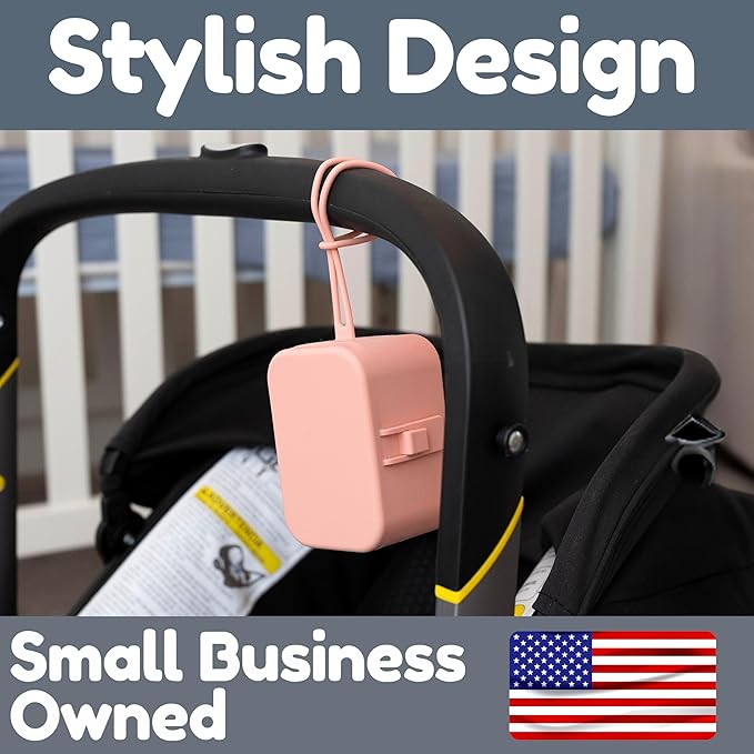 Silicone Pacifier Case - Hygienic Sealed Closure, One-Piece Easy-to-Clean Design,100% Food-Grade, BPA-Free Baby Pacifier Holder Case, Binky Holder, Attach to Any Diaper Bag or Stroller - Baby’s Aid