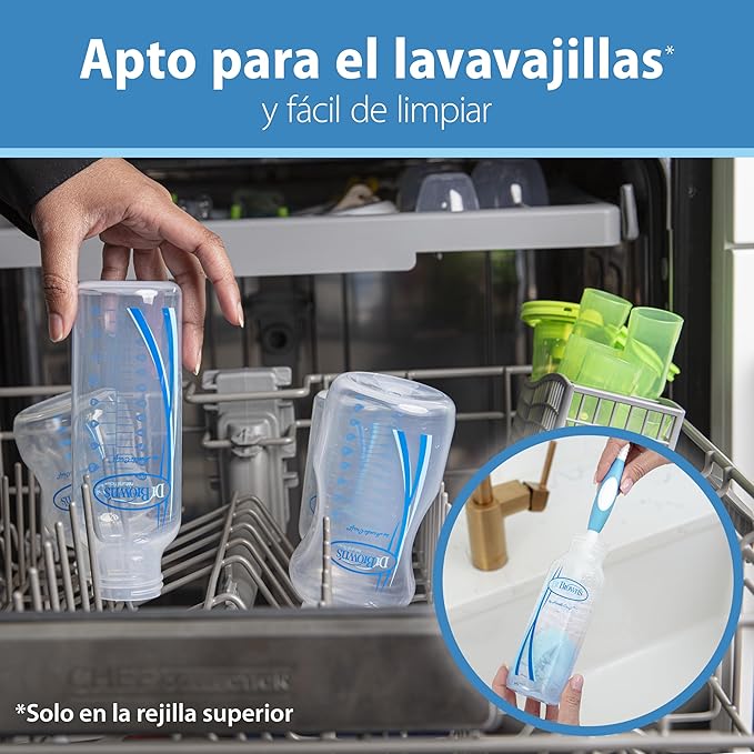 Dr. Brown's Natural Flow Anti-Colic Options+ Narrow Breast to Bottle Pump & Store Feeding Set with Slow Flow Nipples, Baby Travel Caps and 100% Silicone HappyPaci One-Piece Pacifier, Blue