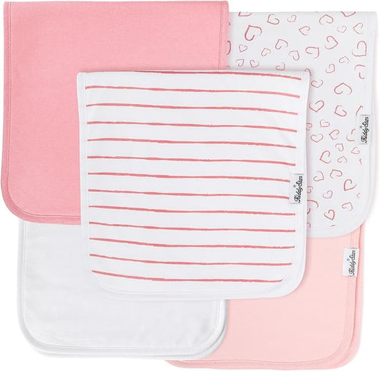 Premium 5-Pack Large Organic Cotton Burp Cloths – 3 Layers, Ultra Soft & Absorbent Burping Towel, Shoulder Towel & Hand Towel