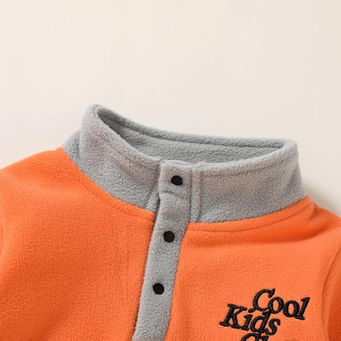 YOUNGER TREE Toddler Boy Girl Clothes Fleece Fall Winter Outfit Baby Long Sleeve Button Sweatshirt and Pants Sweatsuits Set