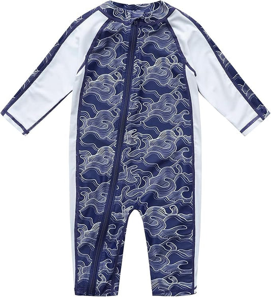 Baby Swimsuit UPF 50+ Sun Protection One Piece Zipper Beach Swimwear for Little Boys Girls Toddler