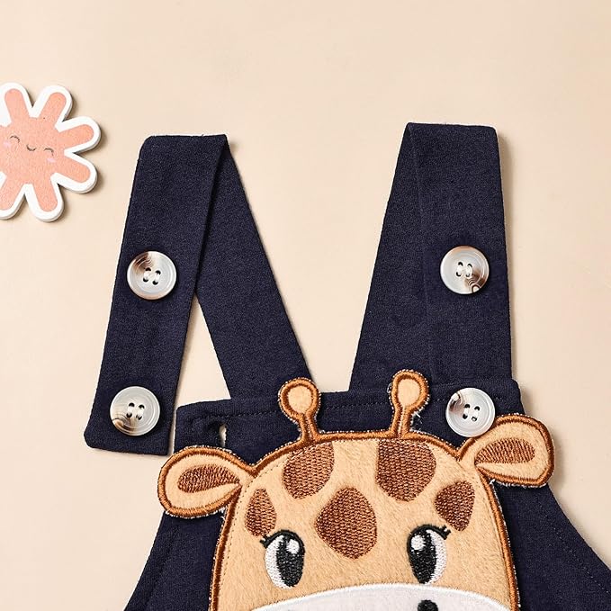 Baby Boy Clothes Newborn Outfits Stripe Romper Infant Cartoon Overall Adjustable Suspender Pants Set 0-18 Months