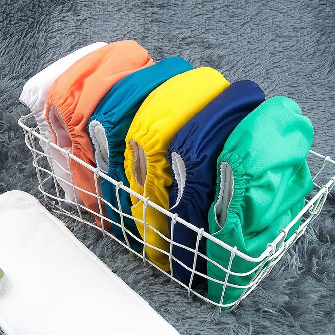 ALVABABY 6 Pack Cloth Diaper with 12 Inserts One Size Adjustable Washable Reusable Diaper Cover for Baby Girls and Boys