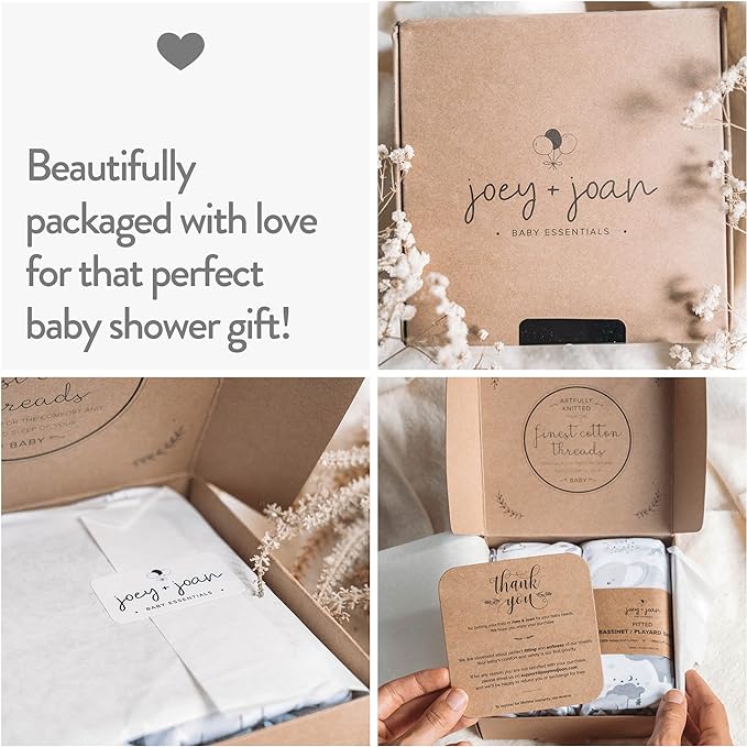 Joey + Joan Bassinet Sheets for Chicco LullaGo Nest & Primo Portable Bassinet, Close to You 3-in-1 & Next2Me Bedside Bassinet - Beige + Rusty Brown - 2 Pack - 100% Cotton