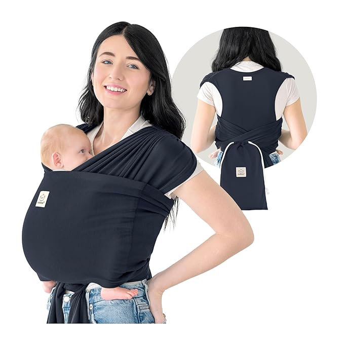 KeaBabies Baby Wrap Carrier Ring Sling - Easy to Wear, Adjustable D-Lite Baby Carrier Newborn to Toddler, Infant Carrying Shirt, Hands Free Bonding, Breathable Fabric Wearing Wrap (Midnight)