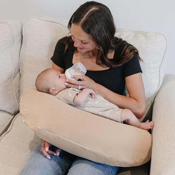 Konssy Muslin Nursing Pillow Covers, 100% Cotton Soft & Adorable Covers for Breastfeeding Pillows, Slipcovers for Newborn Baby Boys & Girls