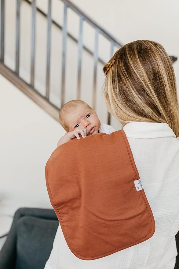 Copper Pearl Premium Baby Burp Cloths - 3-Pack Large Cotton Burp Cloths, Extra Soft Spit Up Rags with 3 Absorbent Layers, Perfect for Baby Boy and Baby Girl Gifts (21" x 10" Size, Dune Set)