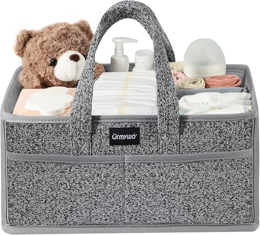 URMYWO Diaper Caddy Organizer - Portable Baby Diaper Caddy with Handle, Large Nursery Organizer Storage Basket for Newborn Essentials, Baby Registry Must Have Shower Gift for Home and Car Travel