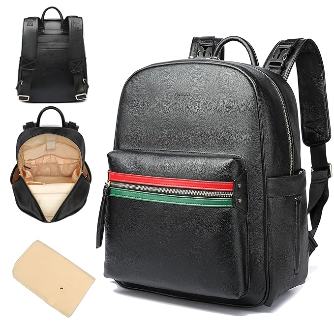 Leather Diaper Bag Backpack for Women with Multiple Pockets,Laptop Compartment and Changing Pad.