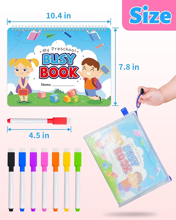 Benresive Montessori Busy Book for Toddlers 3-5, Preschool Learning Activities, Tracing Activity Coloring Books for Kids Ages 3-5, Educational Toys Gifts, Autism Sensory Travel Toys for Toddlers