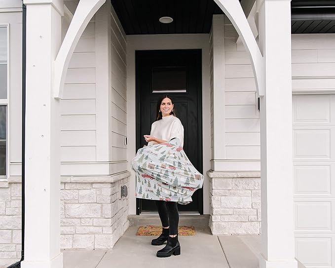 Baby Car Seat Cover Canopy and Nursing Cover Multi-Use Stretchy 5 in 1 Gift "Kringle" by Copper Pearl